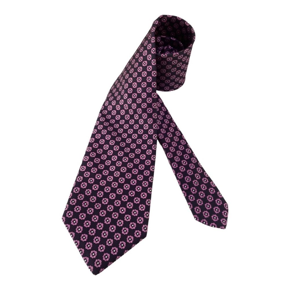 BROOKS BROTHERS MAKERS & MERCHANTS Pink Flower Silk Tie 58"-3.7" EC - Picture 3 of 7